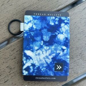 Thread Wallets - "Glass" Blue & White Tie Dye - Elastic Wallet/Card Holder